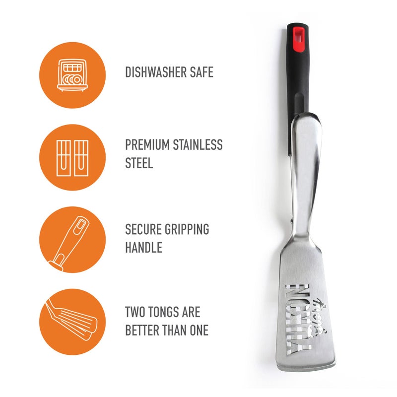 Yukon Gloryâ„¢ Premium Stainless-Steel, Rubber-Grip Tongs-Spatula, Perfect for Grilling, Cooking, Frying, and Griddling - Image 4